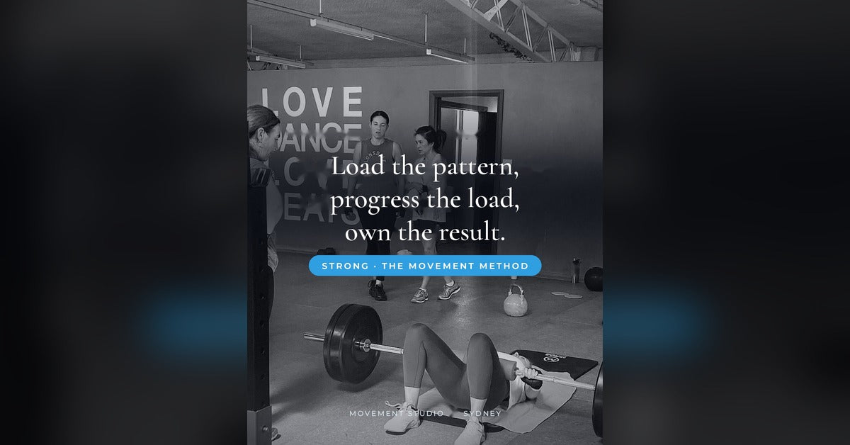Women strength training with a barbell hip thrust in a small-group class at Movement Studio, Ashfield